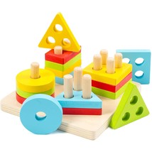 Wooden Montessori Sorting &amp; Stacking Toys For Toddlers 1 2 3 Year Old, Education - £20.32 GBP