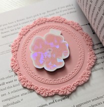 Magnetic Bookmark Holographic Flower Pink Reading Book Lover Bookish Books - $7.60