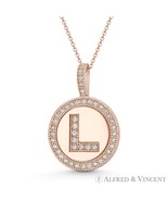 Initial Letter &quot;L&quot; &amp; Halo CZ Crystal Pave 14k Rose Gold 19x13mm Necklace... - €157,43 EUR+