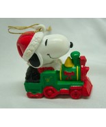 Peanuts Gang Santa SNOOPY Riding Train 2&quot; PLASTIC PVC CHRISTMAS ORNAMENT - £11.68 GBP
