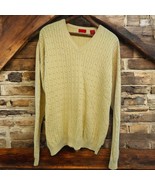 Vtg Izod Lacoste Sweater Size Medium Vneck Yellow Cotton Pullover Hong Kong - $816.60 MXN