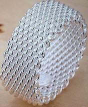 Sterling Silver Woven Mesh Ring Size 8 - £7.12 GBP