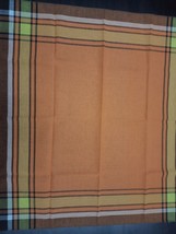 VTG Barker Textiles Plaid Woven Tablecloth Orange Brown Yellow 33&quot; x 36&quot;... - $24.70