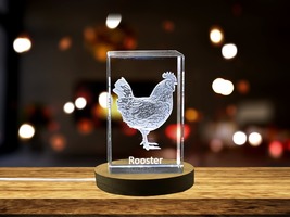 LED Base included | Rooster Majesty | 3D Engraved Crystal Keepsake  - £31.44 GBP+