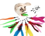 2pcs Cat Toys Feathers Wand Fishing Pole for Indoor Bored Cats Gifts NEW - $13.85
