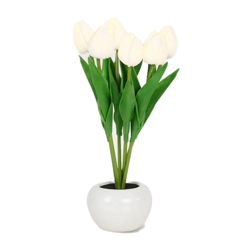 Tulip Lamp, New Table Lamp LED Simulation Tulip Night Light With Vase, Table - £20.74 GBP