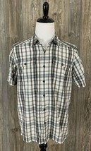 The North Face Button Front Shirt Large Grey/White Plaid Pockets Lightweight  - £14.89 GBP