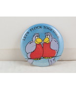 Vintage Valentines Day Pin - Lets Flock Together Bird Graphic - Celluloi... - £11.76 GBP