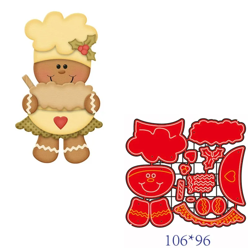 Christmas Gingerbread Lady Baker Chef Hat Holly Metal Cutting Dies Card ... - $18.19 CAD
