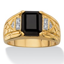 18k Gold Black Onyx Ring Diamond Accent Gp Size 8,9,10,11,12,13, - £157.31 GBP