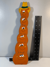 Pumpkin Woodcraft Table Decor-HALLOWEEN Orange Kitschy Funny 15”Vintage - $4.95