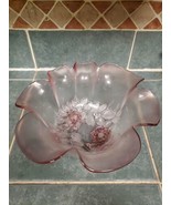 Mikasa Rosella 8&quot; Pink Floral Crystal Ruffled Serving Bowl/Candy Dish W.... - $17.91 CAD