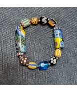 Vintage African Venetian Style Glass with Afghani Big Brass Beads Bracel... - $490.37 MXN