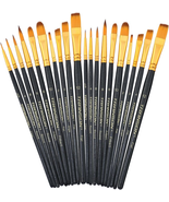 Transon 20Pcs Art Painting Brush Set for Acrylic Watercolor Gouache Hobb... - £10.25 GBP