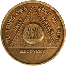 31 Year AA Medallion Bronze Serenity Prayer Sobriety Chip XXXI - €2,58 EUR