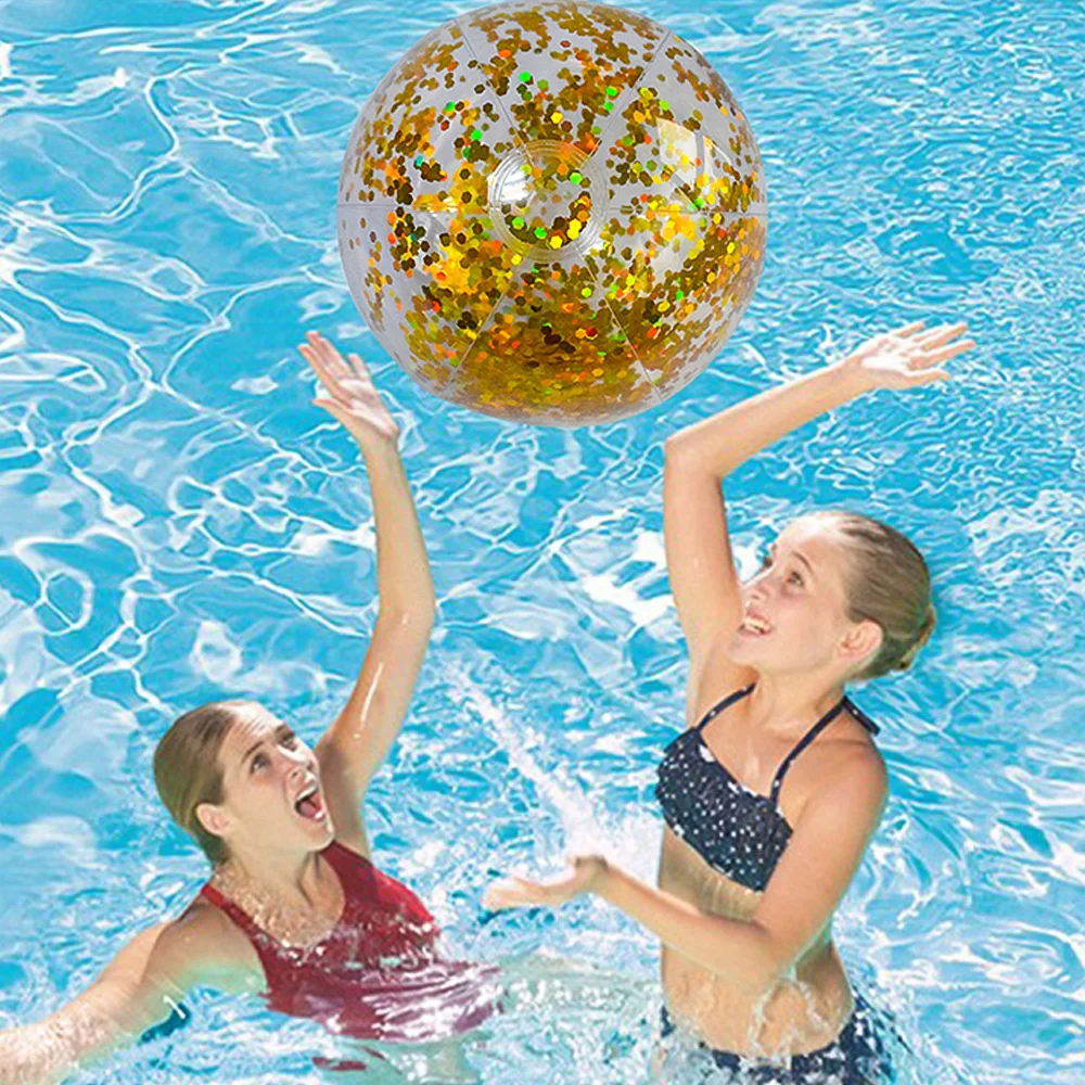 40/60cm Inflatable Glitter Beach Ball Summer Water Ball Sequin Beach Balls f - £8.44 GBP+