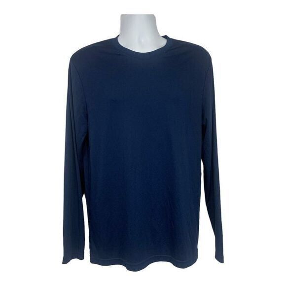 Hanes Mens Cool Dri Long Sleeve Navy Blue Shirt Size Large - $14.00