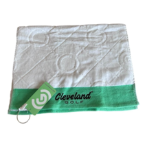 CLEVELAND GOLF LADIES VELOUR GOLF TOWEL. 24 BY 14 INCHES. WHITE / GREEN. - $13.44