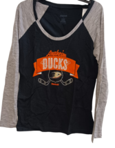 Reebok Women&#39;s Anaheim Ducks Raglan Long Sleeve Slub T-Shirt, Black, Large - £21.33 GBP