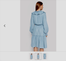 LAUREN RALPH LAUREN Ladies Ruffled Long-Sleeve Chambray Prairie Dress Sz... - £77.44 GBP