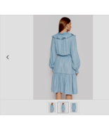 LAUREN RALPH LAUREN Ladies Ruffled Long-Sleeve Chambray Prairie Dress Sz... - £77.53 GBP