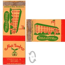 Vintage Matchbook Cover Shriner Hadi Temple Evansville Indiana 1950s restaurant - £15.54 GBP