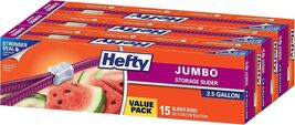 45 Jumbo Slider Storage Bags, 2.5 Gallon with Clicks Closed Seal - BPA-Free - $37.57