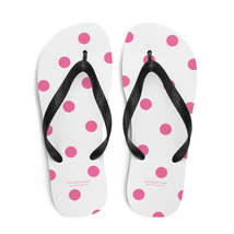 Autumn LeAnn Designs® | Adult Flip Flops Shoes, Polka Dots, White &amp; Pink - $25.00