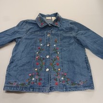 Bobbie Brooks BB3S112 Womens M Blue Embroidered Floral Button Front Denim Jacket image 10