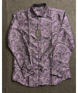 Barry Wang Men&#39;s Dress Shirt Long Sleeve Purple Paisley Button Down Size... - £17.21 GBP