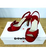 CAPARROS SZ 7B RED LEATHER ANKLE STRAP SANDALS HEELS - $327.70 MXN