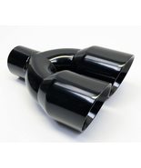 Exhaust Tip 3.00&quot; Inlet 3.50&quot; Outlet 9.50&quot; long Dual Round Slant Gloss B... - £69.24 GBP
