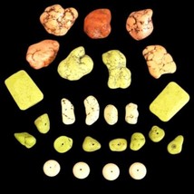 Lot Of 25 Various Sizes Stone Beads Center Holed Pink White Lime Green 6oz - £11.20 GBP