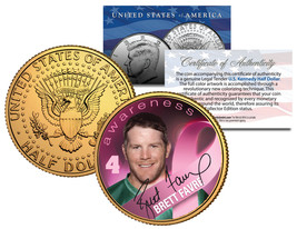 Breast Cancer Awareness BRETT FAVRE NFL JFK Half Dollar 24K Gold Plated ... - €11,08 EUR