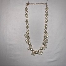 ANNE KLEIN White Faux-Pearl Rhinestone Segmented Statement Necklace 20&quot; Jewelry - $35.64