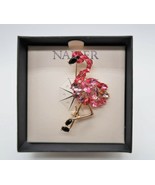 Napier pink &amp; black rhinestone flamingo brooch NOS in original box - $41.62 CAD
