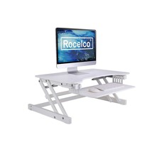 Rocelco 32&quot; Height Adjustable Standing Desk Converter - Quick Sit Stand Up Dual  - £206.23 GBP
