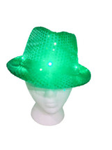 Green Sequin St. Patrick&#39;s Day Irish Light Up Fedora  Hat-Adult Size - £31.05 GBP