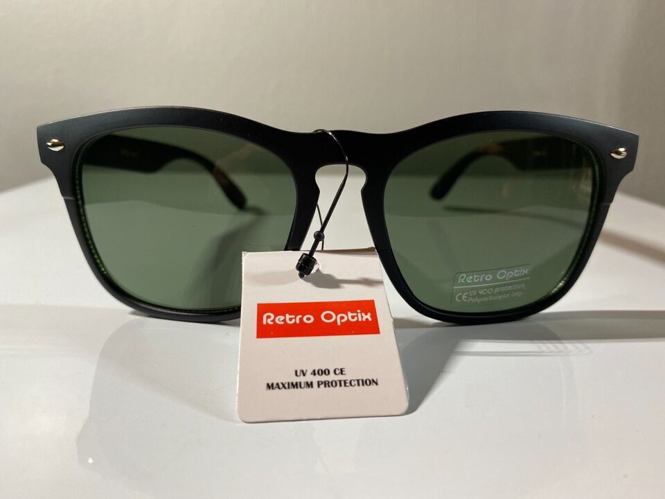 Classic 60&#39;s style unisex sunglasses with black frame and black tinted l... - $9.50