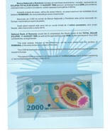2000 lei Banknote - Total Solar Eclipse 1999, Europe The First Polymer B... - £19.18 GBP