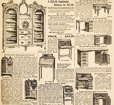 1900 Desk Bookcase Furniture Advertisement Victorian Sears Roebuck 5.25 ... - $19.99