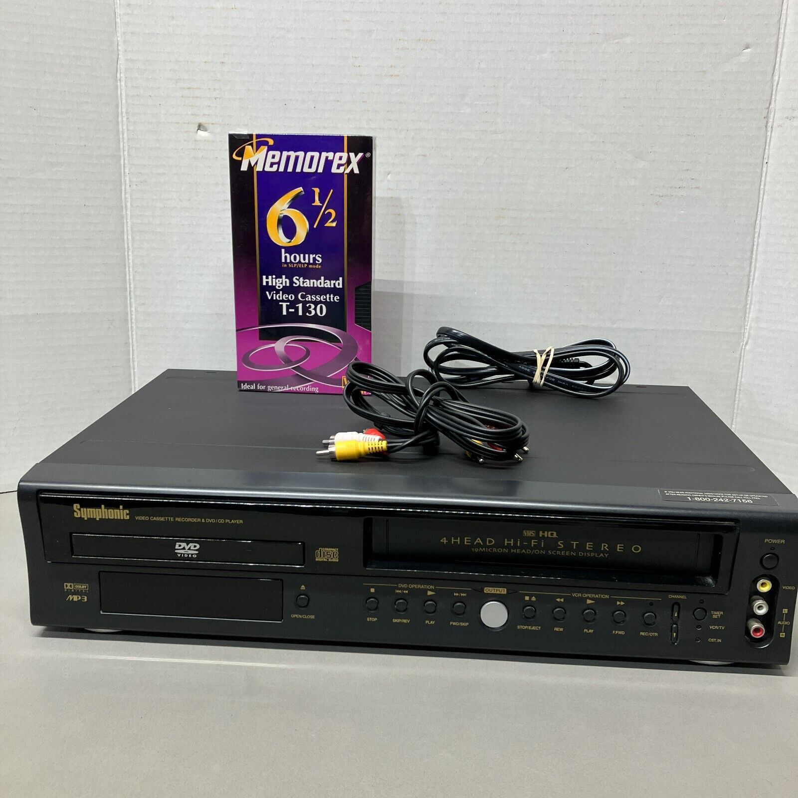 Symphonic Funai WF802 HiFi VHS VCR & DVD Player Combo w/ AV Cable Bundle TESTED - $39.00