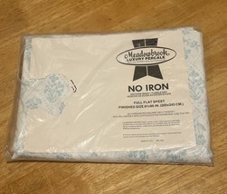 Vintage Meadowbrook Luxury Full Flat Sheet Light Blue Floral Diamond New... - $468.81 MXN