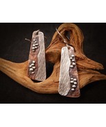 sterling and copper earrings for women. Textured, patinated. Handmade. - £36.02 GBP
