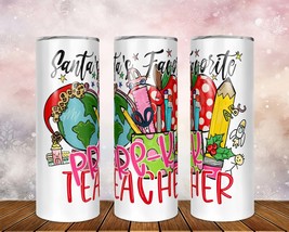 Skinny Tumbler with Straw, 20/30oz,  Santa&#39;s Favorite Pre-K Teacher - £28.90 GBP+