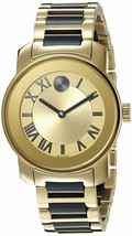Movado 3600355 Bold Yellow Gold-Tone Dial Two Tone Stainless Steel Ladies Watch - £197.53 GBP