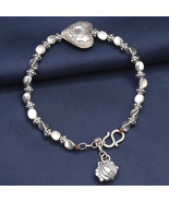 Sterling Silver Love Heart Triangle Beaded Bracelet,Gift For Her,Birthda... - £32.78 GBP