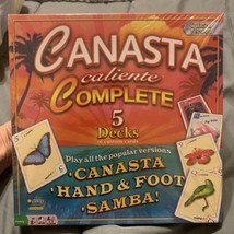 Canasta Caliente Boardgame Complete 5 Card Decks 2010 Hand Foot Samba ga... - $30.49