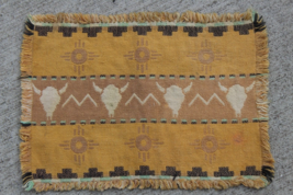 vintage antique Native American bull sun rug miniature 18”x13” small Ind... - £79.91 GBP