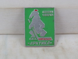 Vintage Soviet Tourist Pin - Norvlisk Ice Sports Palace - Stamped Pin  - £11.79 GBP